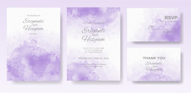 水彩の結婚式の招待カードセット