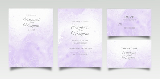 水彩の結婚式の招待カードセット