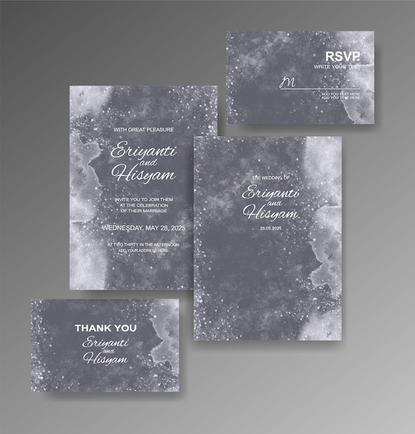 Watercolor wedding invitation card set