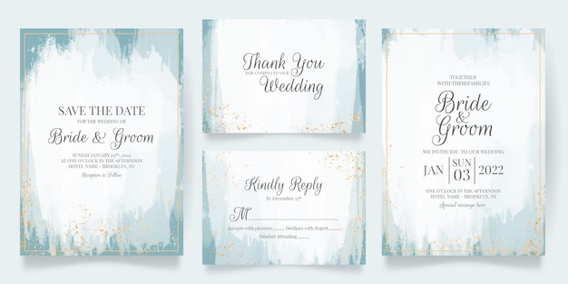 watercolor wedding invitation card template set