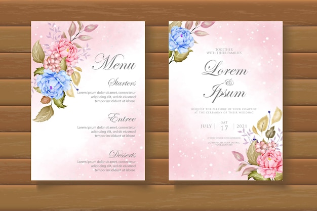 Watercolor wedding invitation card template