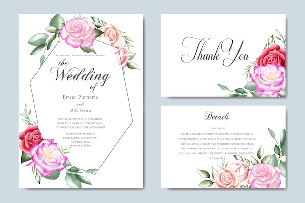 Watercolor wedding invitation card