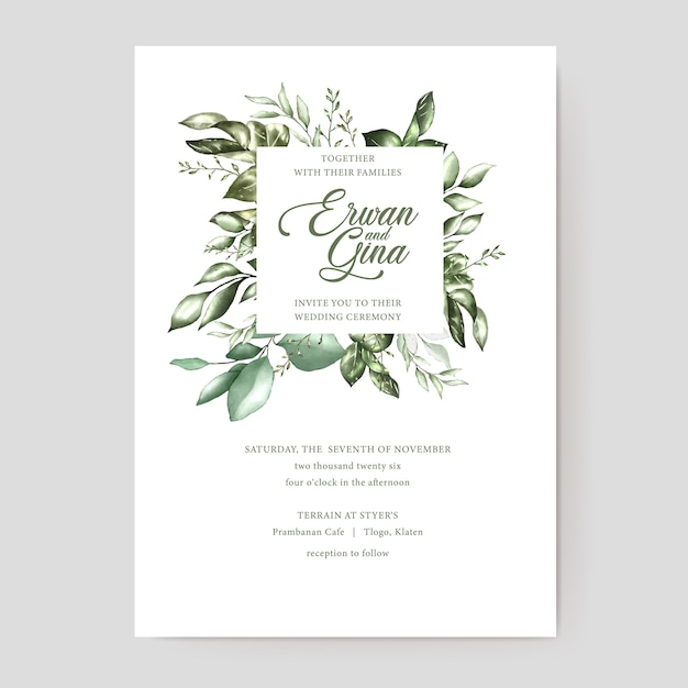 Vector watercolor wedding invitation  card