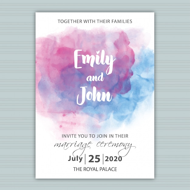 Watercolor wedding invitation card