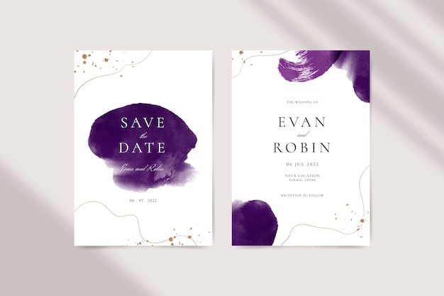 Vector watercolor wedding invitation card