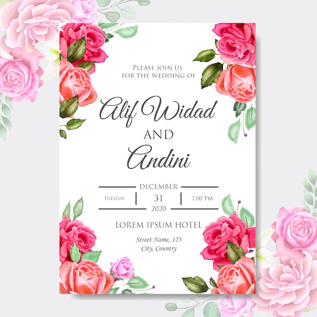 Watercolor wedding invitation design template