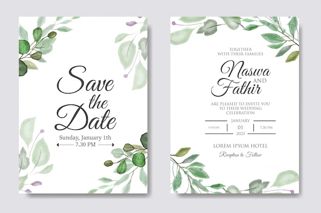 Watercolor Wedding Invitation Design Template