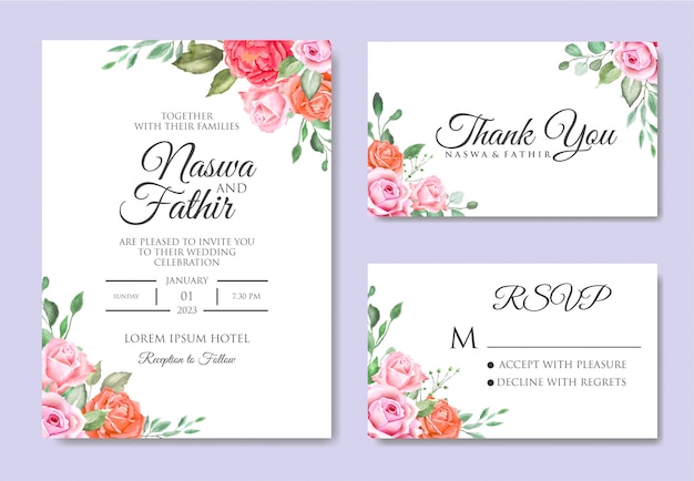 Watercolor Wedding Invitation Design Template