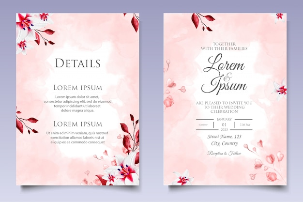 Watercolor Wedding Invitation Design Template