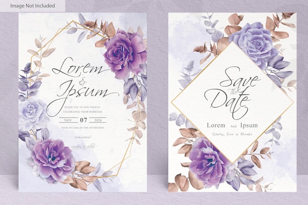 Watercolor wedding invitation design with arrangement flower and eucalyptus leaves