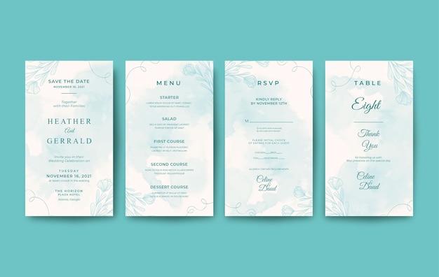 Vector watercolor wedding invitation for mobile