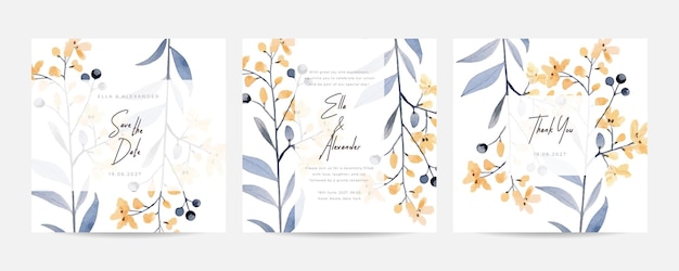 Watercolor wedding invitation template Elegant wedding card with nude begonia floral frame multi purpose