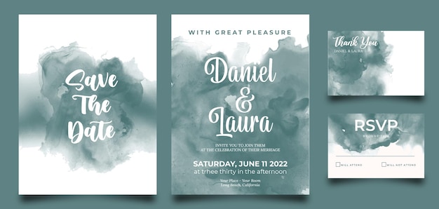 watercolor wedding invitation template