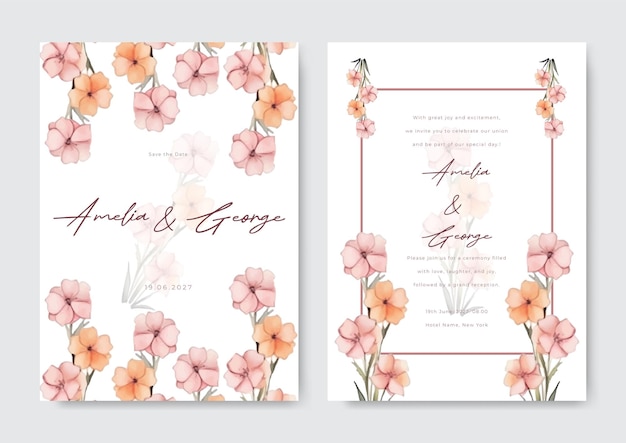 Watercolor wedding invitation with elegant olives green floral