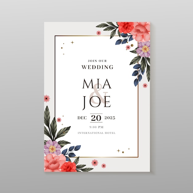 Watercolor wedding poster template