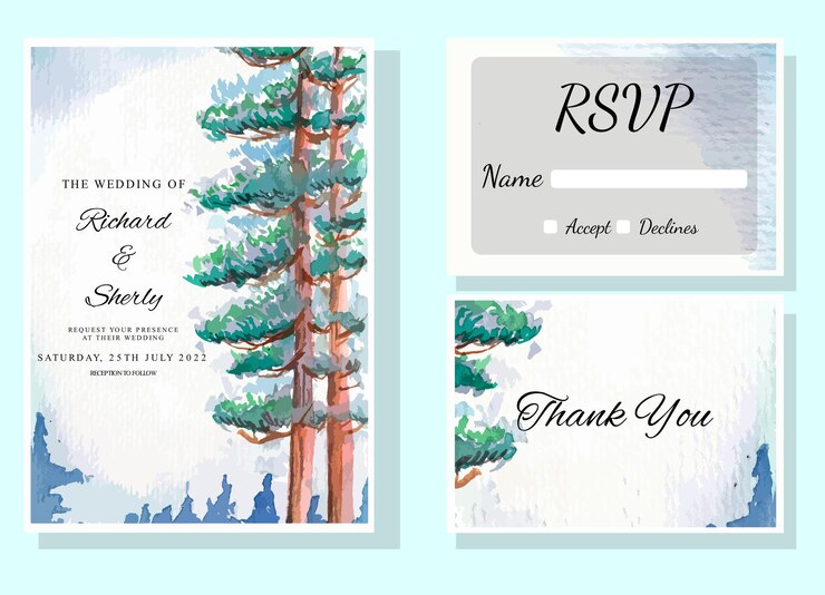 Vector watercolor wedding print template