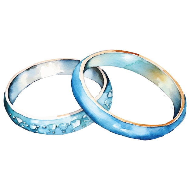 Watercolor wedding rings on white background