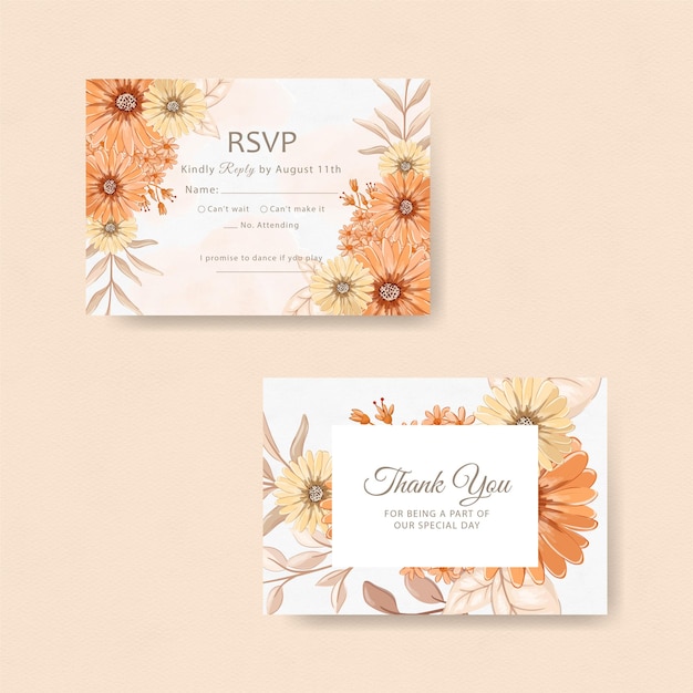 Watercolor wedding stationery template collection