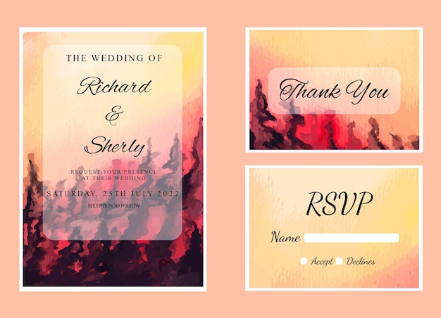 Watercolor wedding stationery template
