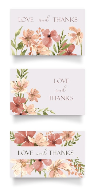 Vector watercolor wedding thank you card gift