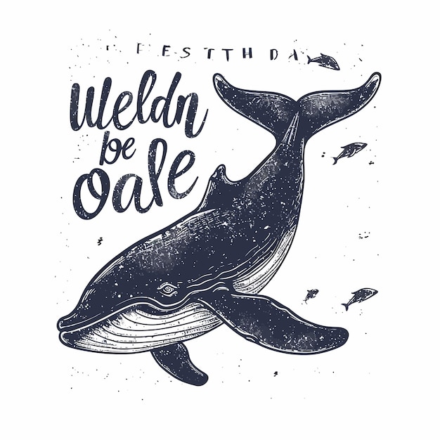 Vector watercolor whale