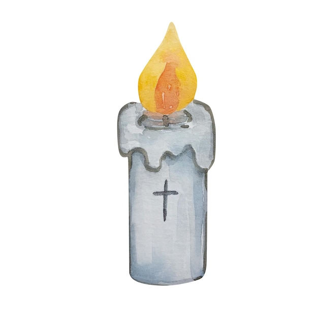 Watercolor white candle easter