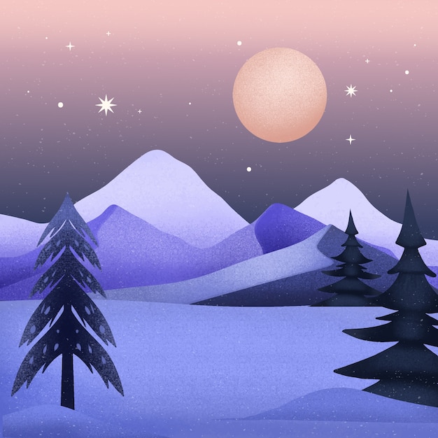 watercolor winter  landscape illustration