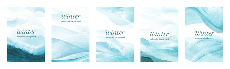Vector watercolor winter posters set
