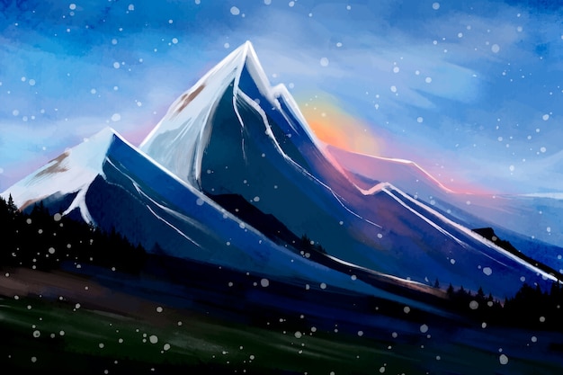 Vector watercolor winter solstice illustration