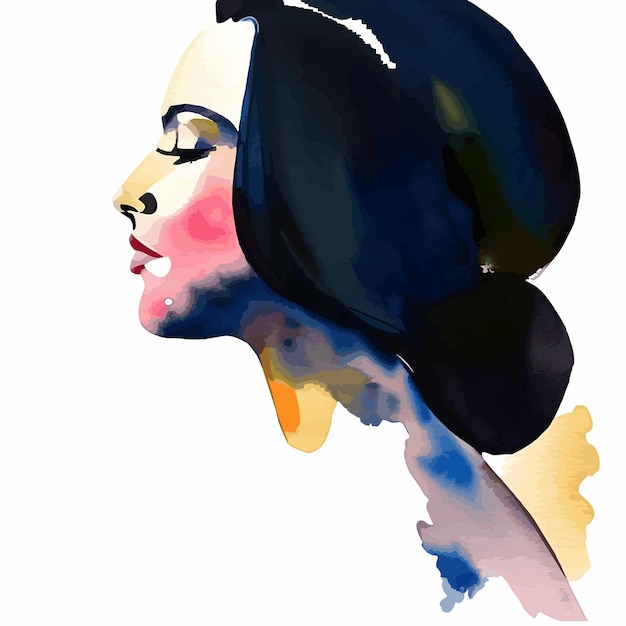 watercolor woman from the side