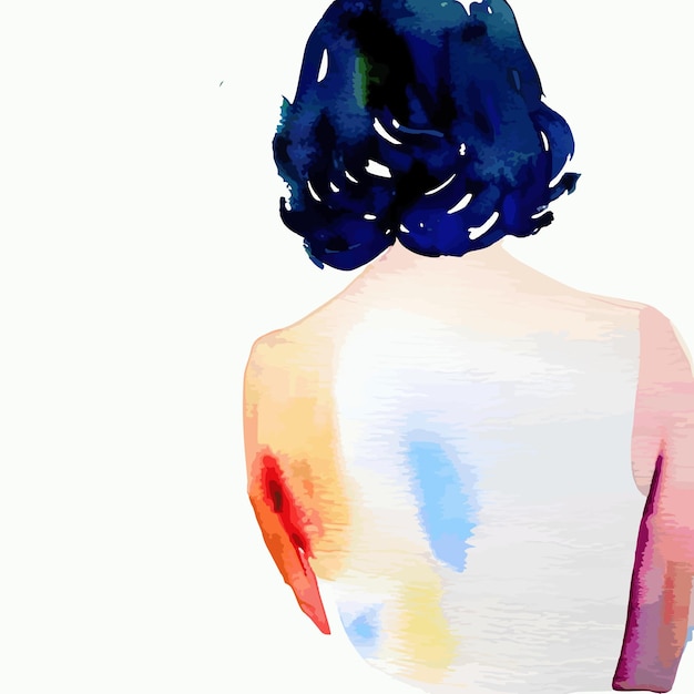 watercolor woman from behind