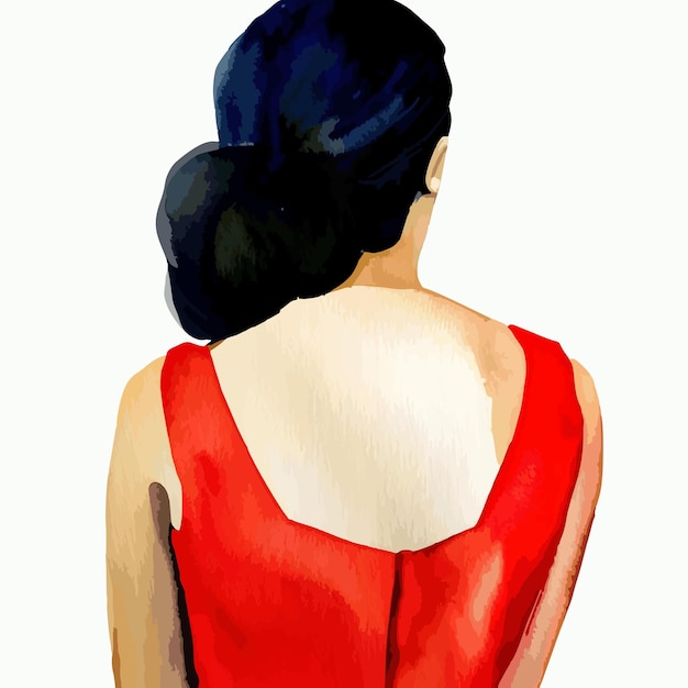 watercolor woman from behind