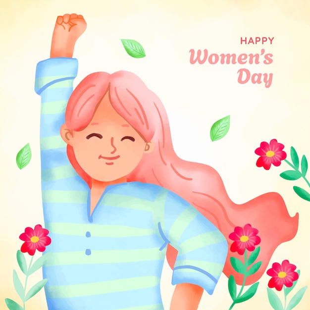 Vector watercolor women's day illustration