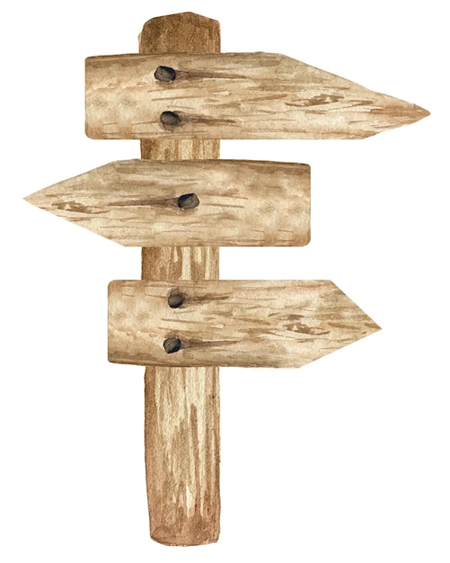 Vettore cartello in legno ad acquerello struttura in legno naturale acquerello backgroynd