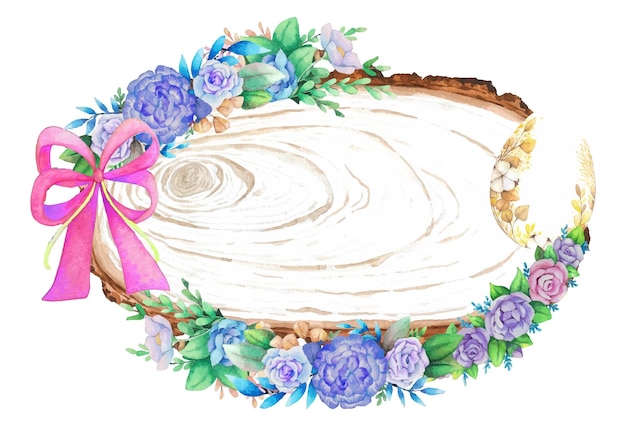 Акварель деревянная рама с весенним пасхальным украшением Векторная иллюстрацияxA