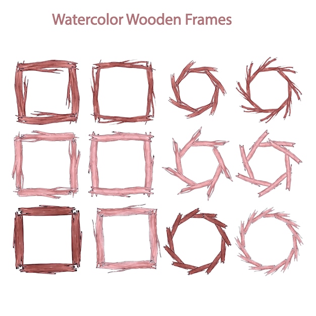 Vector watercolor wooden frames