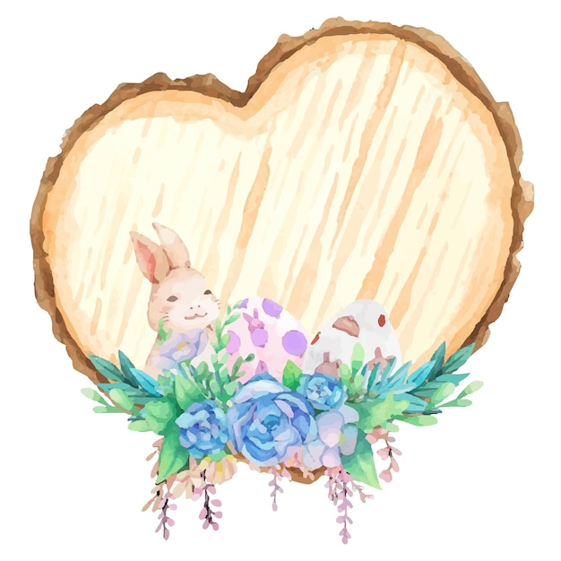 봄 부활절 장식 수채화 나무 간판