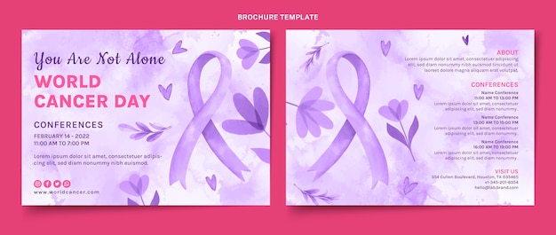 Vector watercolor world cancer day brochure template