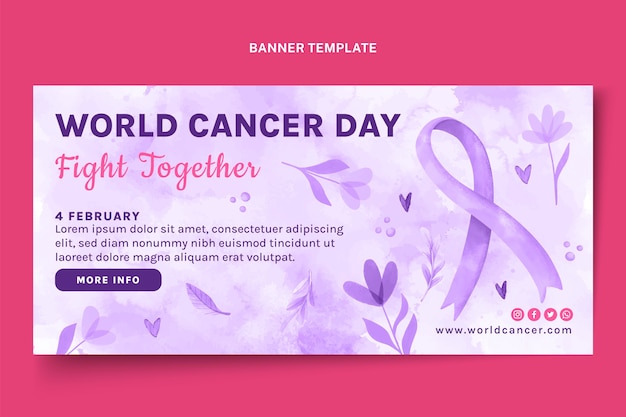 Vector watercolor world cancer day horizontal banner