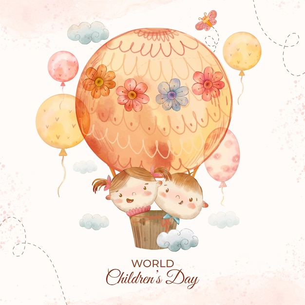 Vector watercolor world children's day illustration