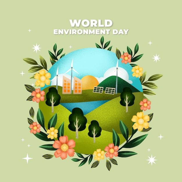 Vector watercolor world environment day illustration