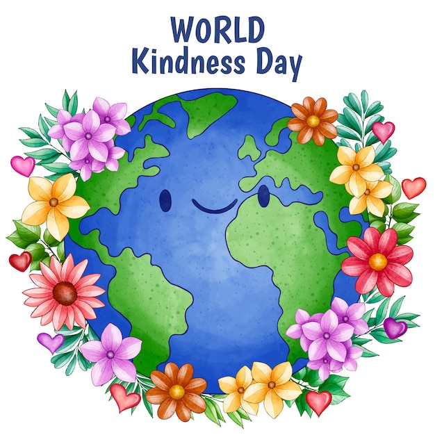 Vector watercolor world kindness day illustration