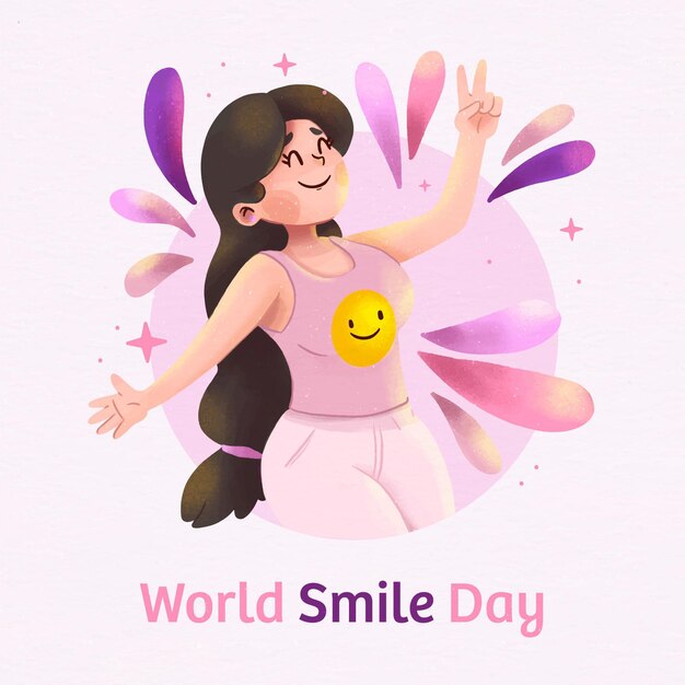 Watercolor world smile day illustration