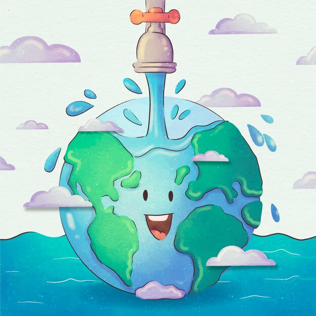 Watercolor world water day illustration