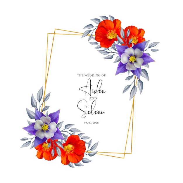 Watercolor wreath card template