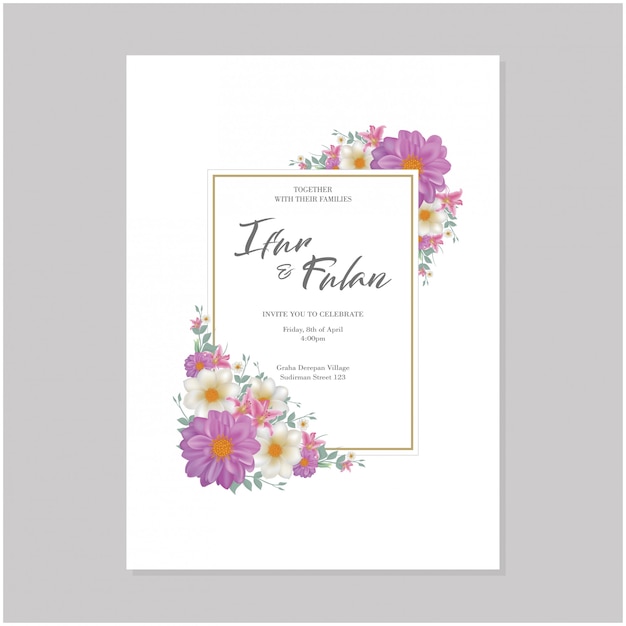 Watercolor wreath wedding card