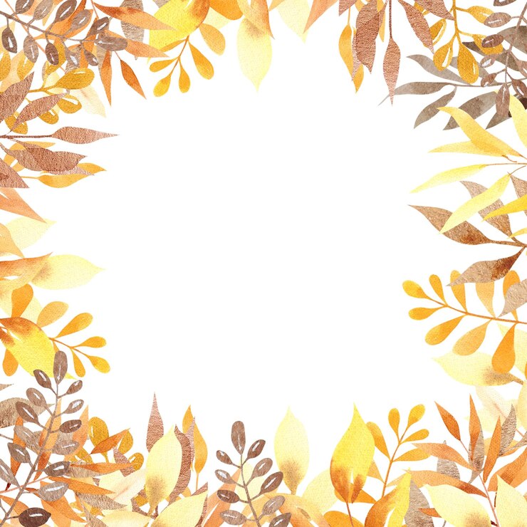 Watercolor yellow autumn leaves frame