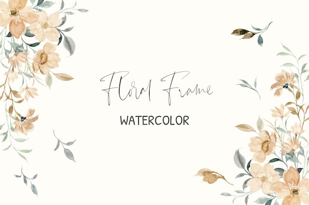 Watercolor yellow floral frame background