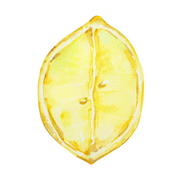 Watercolor yellow juicy lemon slice