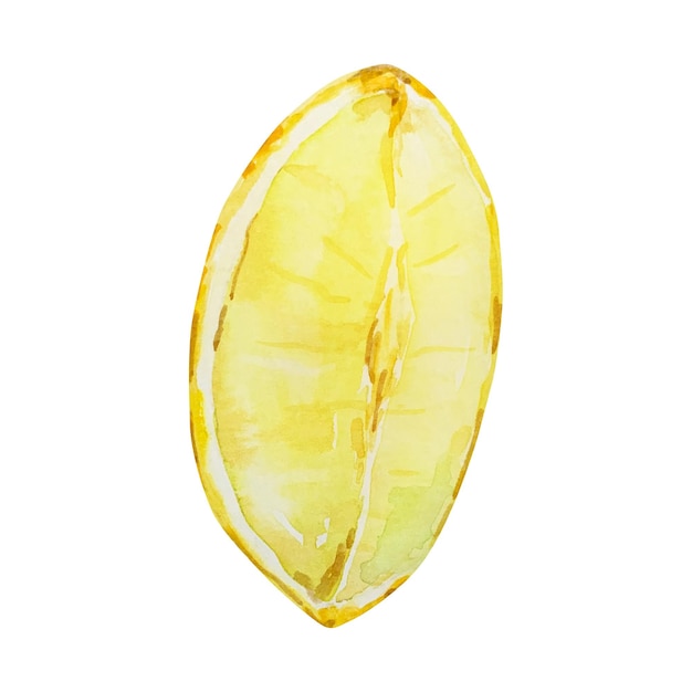 Watercolor yellow juicy lemon slice